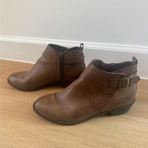 Forever 21 Brown Faux Leather Ankle Booties with Buckle Detail